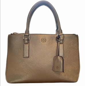 Metallic Gold Tory Burch bag with strap
